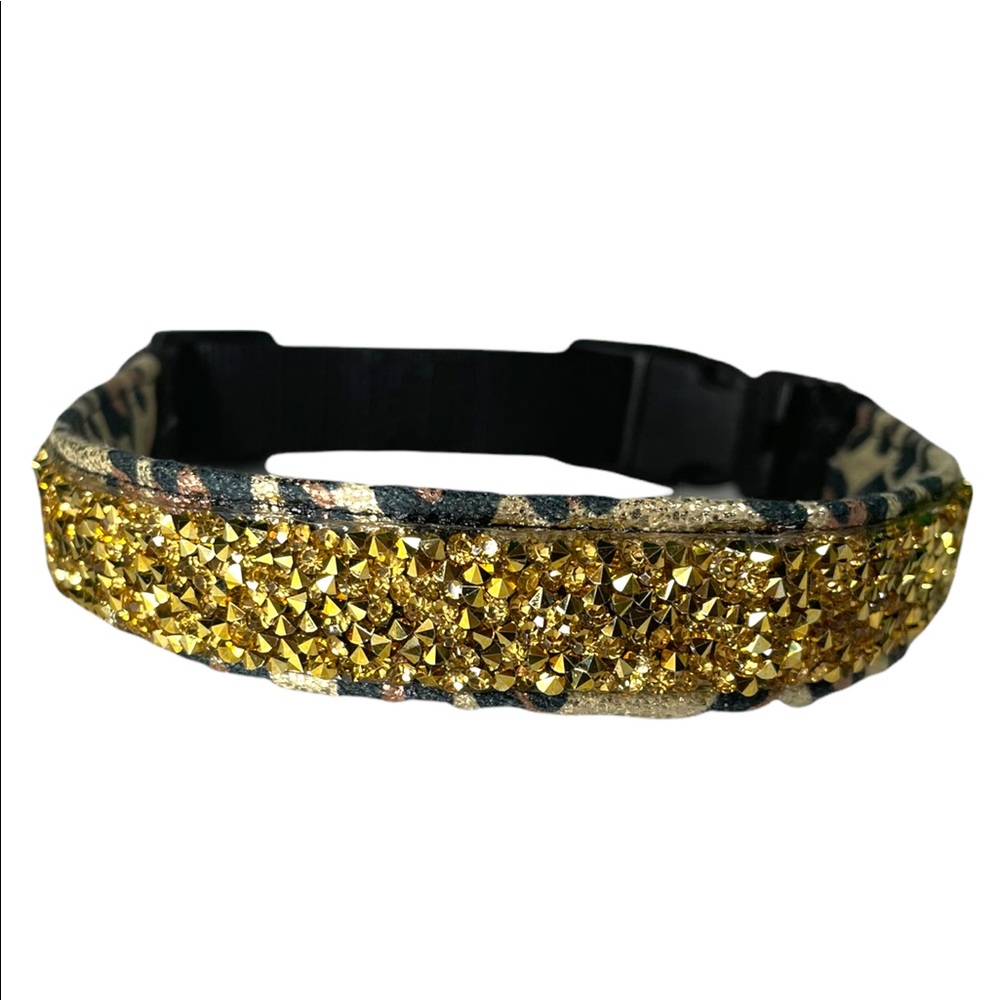Gold digger Cheetah print with gold bling 18.5-19.5”